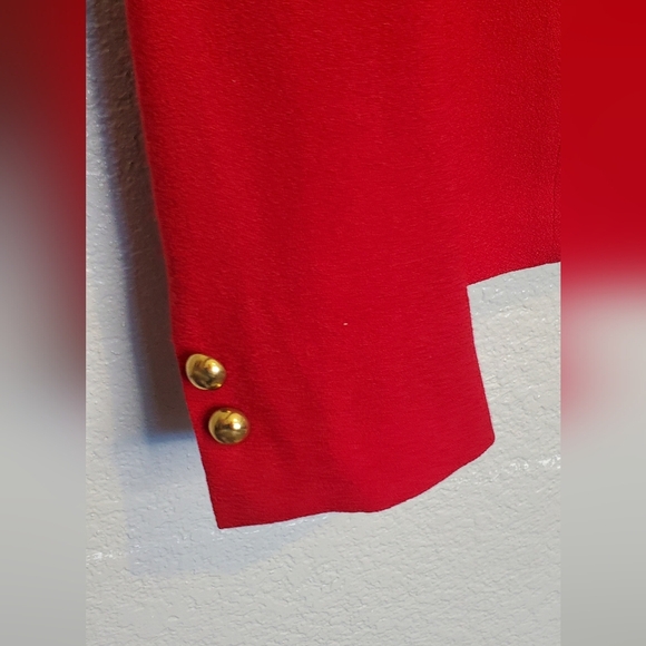 Kasper A.S.L Wool Cropped Red & Gold Blazer Jacket Size 10 Dress Coat - Picture 7 of 7
